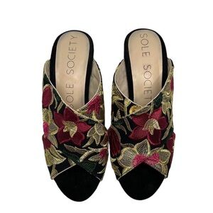 SOLE SOCIETY Embroiled Peak Toe  Platform Sandals size 5